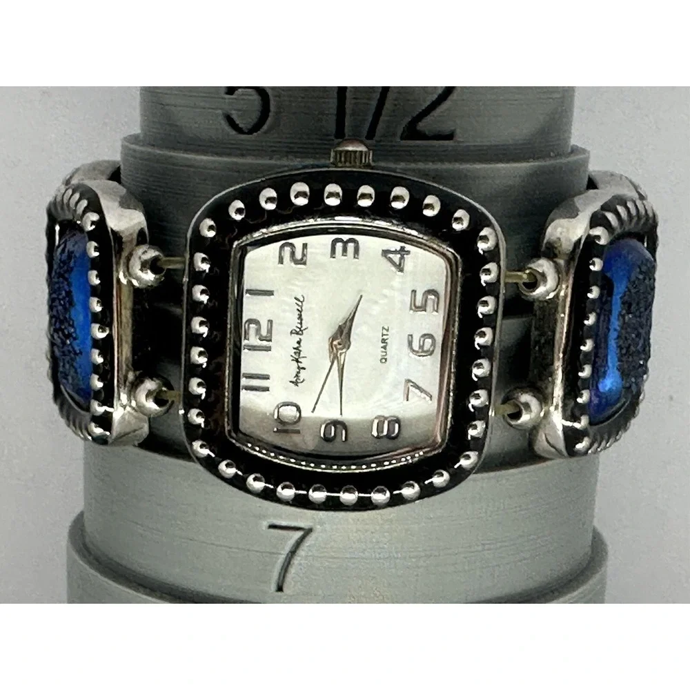 Amy Kahn Russell‎ Watch New Battery Mother of Pearl Stretch Bracelet Watch 6.5